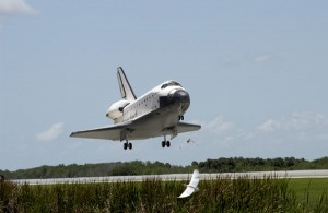 Landing space shuttle